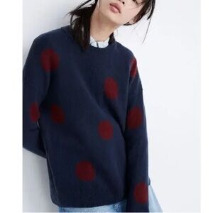 Madewell Navy and Red Polka Dot Sweater